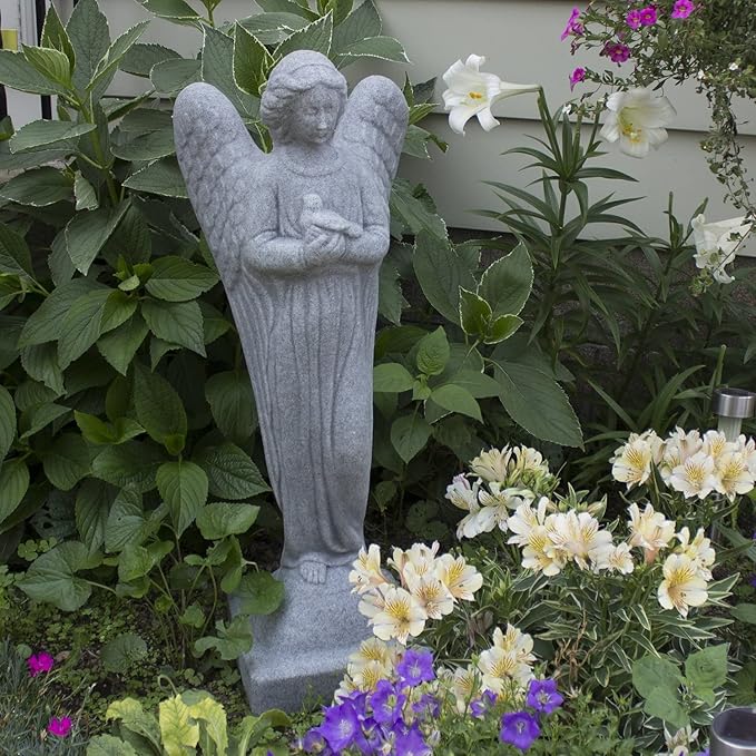 Morning Angel Statue – Natural Granite Appearance – Made of Resin – Lightweight – 29” Height