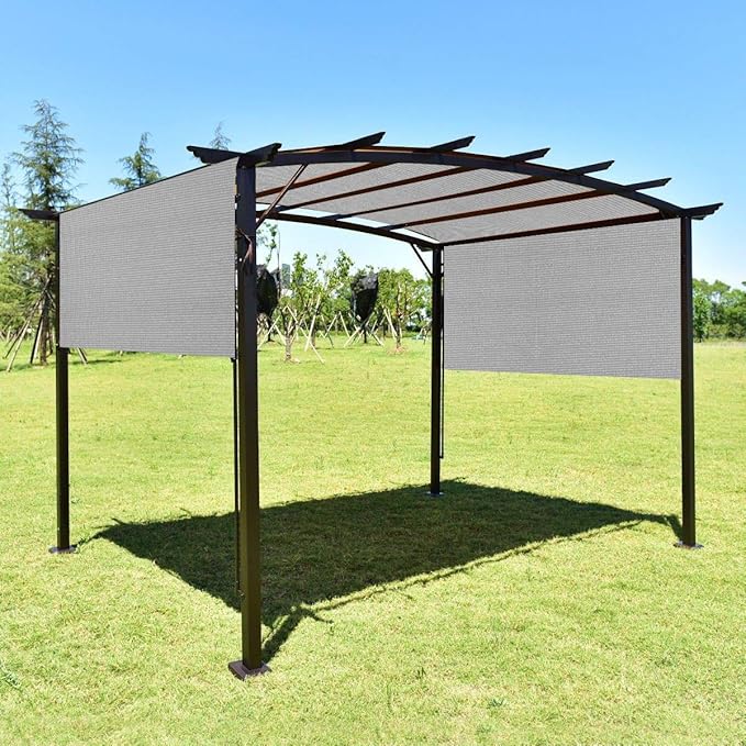 Eden's Decor Straight Flat-Edged Sun Shade Sail Rectangular 11' x 16' Grey UV-Blocking Outdoor Canopy Fabric Cloth Awning for Pergola Patio Garden Backyard Custom Size