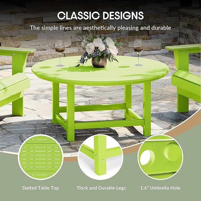 WestinTrends Malibu Low Outdoor HDPE Round Patio Coffee Table, Lime