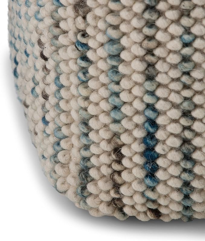 SIMPLIHOME Zoey Cube Pouf – 18 inch Wide Upholstered Wool and Cotton Ottoman in Multi-Color, Boho Woven Footstool or Extra Seating for Living Room, Bedroom, or Kids Room, Assembled