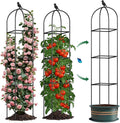 Square Tomato Cages for Garden, 6.2 FT Cucumber Trellis for Flowers, Grape, Pea, Rose, Bean, Rustproof Plastic Coated Metal Plant Support for Potted Plants Indoor Outdoor - 2PC Obelisk Trellis
