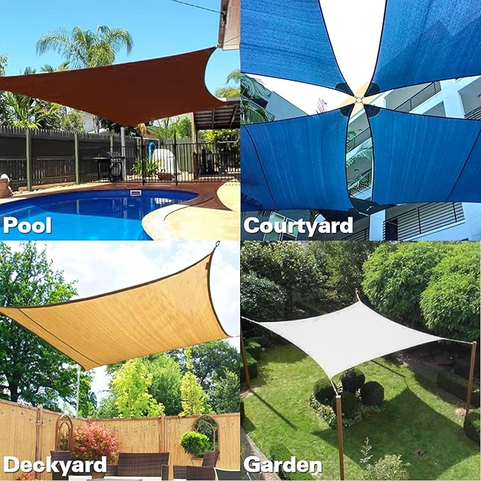 KANAGAWA 10'X20' Dark Gray Custom Size Sun Shade Sail Rectangle UV Block Canopy Cover for Patio Backyard Lawn Garden Outdoor (Customized Available)