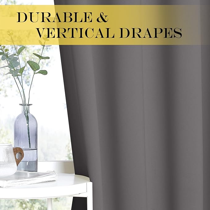 NICETOWN Blackout Sliding Door Curtain, Grommet Top Thermal Insulated Extra Wide and Long Window Treatment for Patio/French Door, W100 x L120, Sold by Individually, Grey