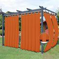 Easy-Going Outdoor Patio Curtains Detachable Tab Top Windproof Weatherproof Curtain for Cabana, Porch, Pergola and Gazebo, Tab Bottom Drape, 2 Panels, 54W x 84L inch, Orange