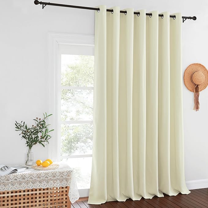 NICETOWN Blackout Patio Curtains 100 x 144 Inches Long for Sliding Door Extral Wide Blackout Curtain Panels Thermal Insulated Room Divider - Grommet Top, 100" W x 144" L, 1 Panel, Beige