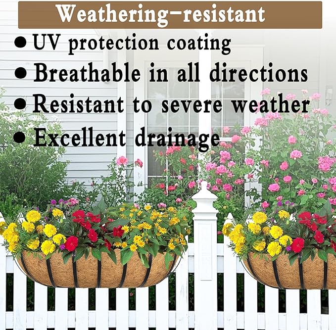 2pack 24-inch Window Sill Window Railing Planters with Cocoa Liner for Outdoor Balconies, Porches, Fences, Patio Railings