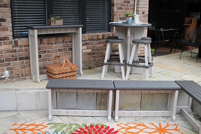Bench, Deep Grey Top with Warm Grey Sides, 1 Pack - Proudly Made in The USA, Click and Lock Hardware-Free Assembly, Durable and Stylish Outdoor Seating