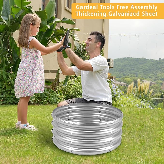 Garden Galvanized Raised Garden Bed Kit - Metal Planter Box for Vegetables/Herbs/Flowers, Heavy-Duty Steel Outdoor Garden Box with Reinforced Edges (2x2x1 FT)