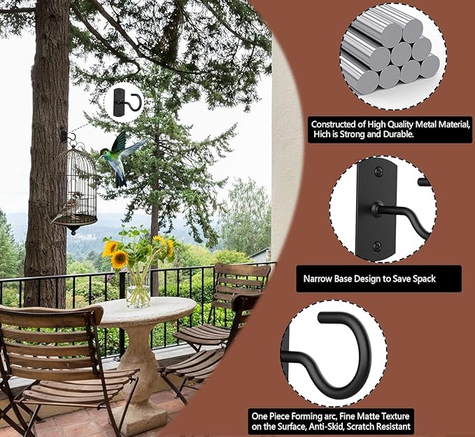 Ceiling Hooks for Hanging Plants 6Pack 2.5in Black