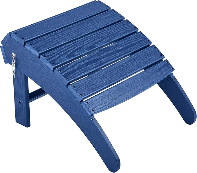 Yaheetech Adirondack Ottoman Footrest for Adirondack Chair,HDPE All Weather Outdoor Folding Foot Stool for Porch, Backyard, Lawn, Navy Blue