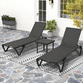 Domi Pool Lounge Chairs Set of 2 with Side Table, Aluminum Adjustable Outdoor Chaise Lounge with Wheels, All Weather Poolside Chairs for Deck Lawn Patio Backyard, Textilene- Dark Gray