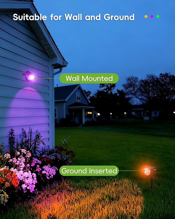 CORESLUX Christmas Smart Spot Lights Outdoor, Color Changing Warm White Landscape Lights with APP and Remote Control, Spotlight Waterproof for Garden Yard Patio Landscape, 6 Pack