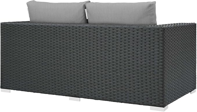 Modway EEI-1851-CHC-GRY Sojourn Wicker Rattan Outdoor Patio Sunbrella Fabric, Loveseat, Canvas Gray