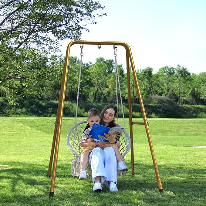 G TALECO GEAR Hammock Chair Stand,Heavy-Duty Steel Hammock Stand,300LBS Multi-Use Swing Stand for Outdoor Indoor，Hammock Chair not Include (Gold)
