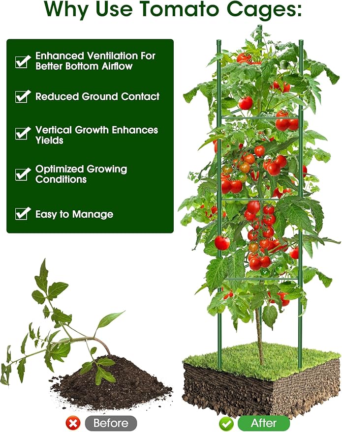 Tomato Cage, 3Pack 51.2inch Tall Tomato Trellis Triangle Tomato Cages for Garden Climbing Plants, Raised Garden Bed Plant Support Stakes for Garden,Pots, Plant Cages & Supports（Extra Bold）