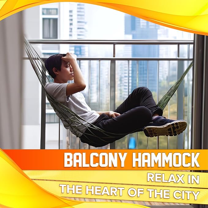 Mesh Hammock - Easy to Set Up Rope Hammocks for Outside, Dark Green Color, 90x31.5 Nylon Net Hammock, Max 100 KG (220 Pounds), Tree Hammocks for Outside, Camping & Patio Relaxation