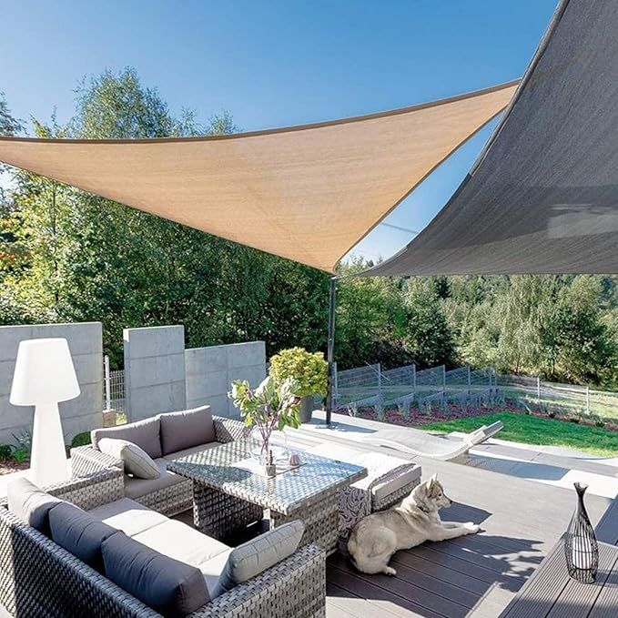 SUNLAX Sun Shade Sail 16' x 16' x 16' Sand Triangle Canopy Sail Shade Cover UV Block Permeable Sunshade Outdoor for Patio Backyard (We Make Custom Size)