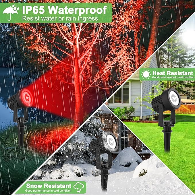 Solar Spotlights Outdoor Waterproof, RGB Landscape Spotlights, Christmas Decorative Solar Spot Lighting for Garden, Yard, Pathway, Lawn, Poolside, Party, 4-in-1 Mounted (RGB, 2 Pack)