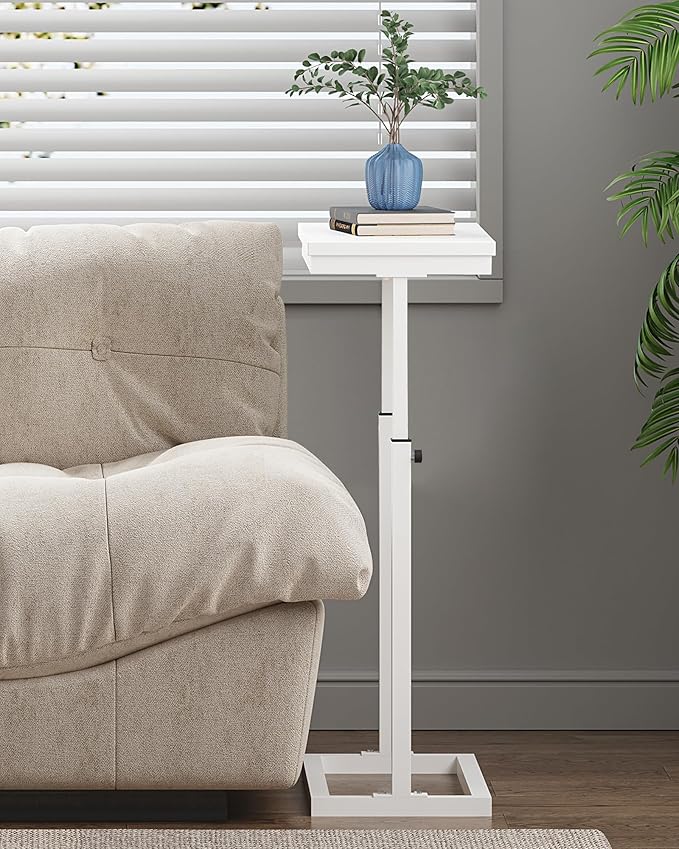 TUTOTAK End Table, Side Table, Tall Couch Table, Sofa Table, Living Room, Bedroom,White TB01BW083