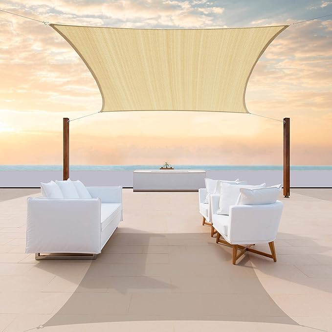 ColourTree TAPR1616 Custom Size 9' x 23' Beige Sun Shade Sail Canopy UV Block UPF50 Rectangle - Commercial Standard Heavy Duty - 190 GSM - 3 Years Warranty