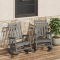 HDPE Rocking Chair Outdoor Set of 2 - Poly High Back Porch Rocker Chairs for Adults - All Weather Resistant Furniture for Patio Front Porch - Gray