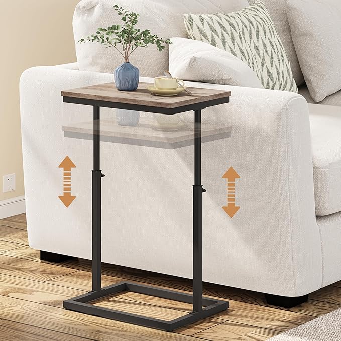 TUTOTAK End Table, Side Table, Tall Couch Table, Sofa Table, Living Room, Bedroom,Greige TB01BG083P
