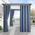 RYB HOME Outdoor Curtains for Patio Waterproof Block Sunlight Thermal Insulated Privacy Assured Thick Outside Curtains for Pergola, Deck, Gazebo, W52 x L90, Stone Blue, 1 Panel