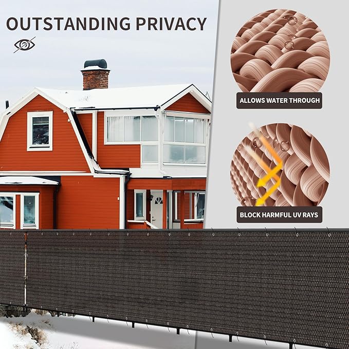 LOVE STORY Custom Size 2'6''x22' Brown Balcony Privacy Screen,UV Block Privacy Fence Screen,90% Shield for Outdoor Pool Garden Apartment Railing