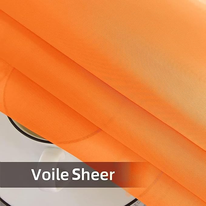 SpaceDresser Waterproof Outdoor Sheer Curtains for Patio - 2 Panels Rod Pocket Indoor Voile Sheer Curtain for Living Room,100W x 108L inch, Orange