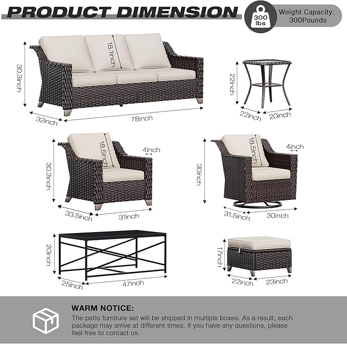 Joyside Outdoor Swivel Chair, Patio Swivel Chairs with Wide Armrest and Thick Cushions, Upgraded Large Size for Backyard, Garden, Poolside