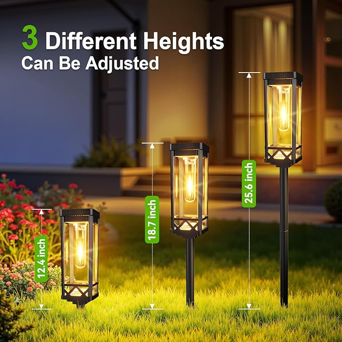 KOOPER Taller Solar Pathway Lights Outdoor, 12 Pack Upgraded Brighter Solar Garden Lights Solar Powered, Up to 15 Hours Outdoor Solar Lights for Yard Landscape Lighting Path Walkway Driveway Sidewalk