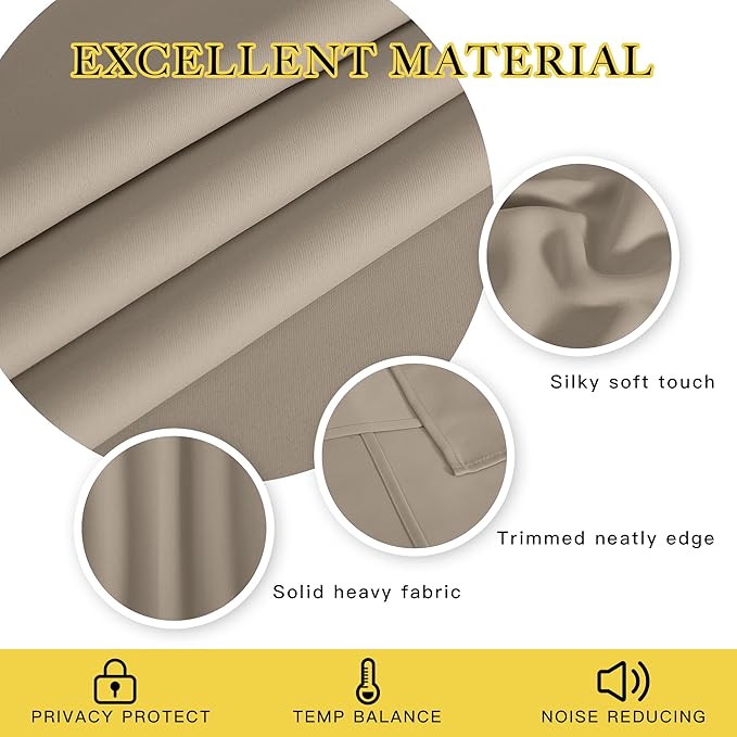 NICETOWN Door Curtain for Closet Doors 80 Inches Long 1 Panel, Blackout Doorway Curtain for Open Closet Bedroom, Room Divider Living Room for Privacy (Taupe, 1 Panel, 46W x 80L)