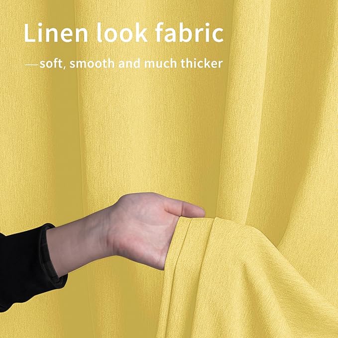 Easy-Going Linen Look Outdoor Curtains Waterproof Windproof Porch Curtains, Soft Thicken Outdoor Privacy Curtains for Patio, Gazebo, Grommet Top and Tab Bottom Drape, 1 Panel, 110x84 inch, Yellow
