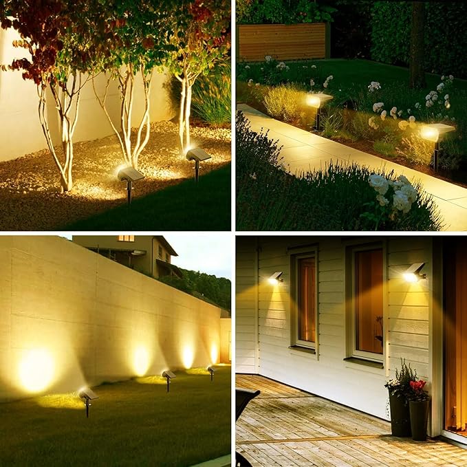 Solar Spot Lights Outdoor Waterproof IP65, [6 Pack/65 LED] 2-in-1 Solar Landscaping Spotlights, 3 Lighting Modes Solar Powered Garden Flood Light for Patio Pathway Driveway Yard Pool (Warm White)