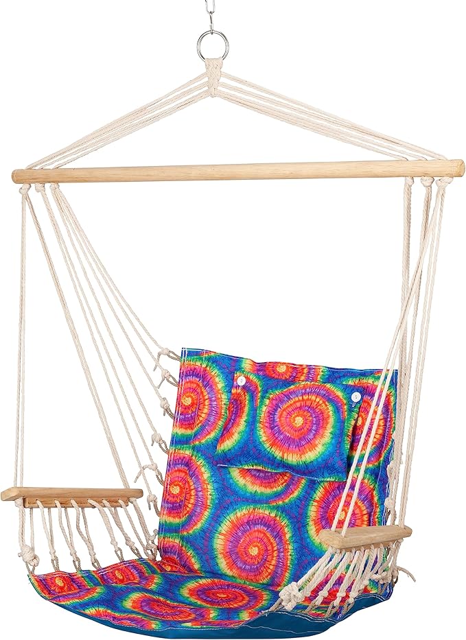 Backyard Expressions Reversible Hanging Rope Swing - Max 275 Lbs - Wooden Spreader Bar - for Any Indoor or Outdoor Spaces