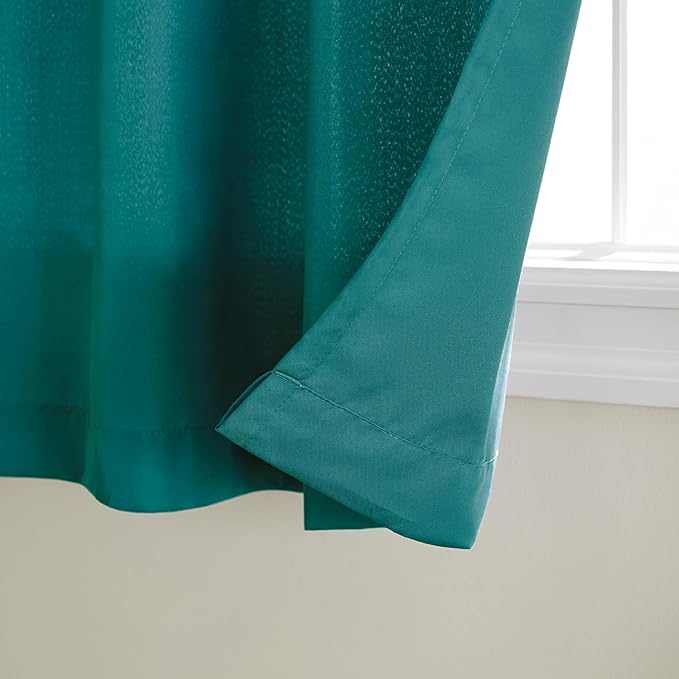 TOWN & COUNTRY BASICS Cabana Solid Heavyweight Indoor Outdoor Curtains, Light Filtering Opacity with Grommet Top, Water Repellent, 2-Pack Set, 54"x108", Dark Teal