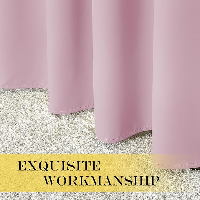 NICETOWN Bedroom Curtain Room Darkening Drapery - Home Fashion Microfiber Thermal Insulated Solid Grommet Room Darkening Curtain for Kitchen (Lavender Pink, 1 Panel, 52 inches Wide by 72 inches Long)