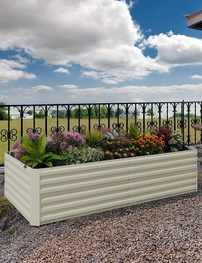 GarveeLife 2pcs 8x4x2 ft Galvanized Raised Garden Bed, 24" Tall Metal Planter Box for Flowers Vegetables, Rust-Resistant Raised Garden Beds for Gardening, Easy Assembly Outdoor Garden Box & Planters