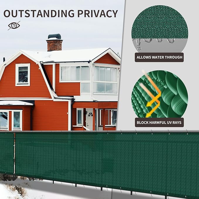 LOVE STORY Custom Size 3'x3' Dark Green Balcony Privacy Screen,UV Block Privacy Fence Screen,90% Shield for Outdoor Pool Garden Apartment Railing