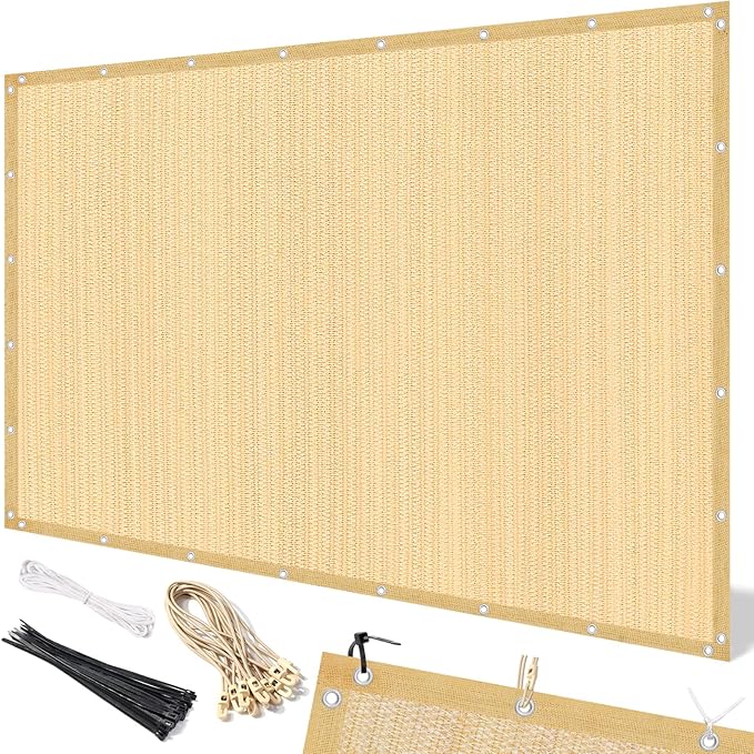 Artpuch 90% Sun Shade Cloth, 6 x 12 FT Pergola Shade Cover Canopy with Grommets, Sun Screen Fabric Tarp for Patio, Outdoor, Garden, Backyard, Wheat