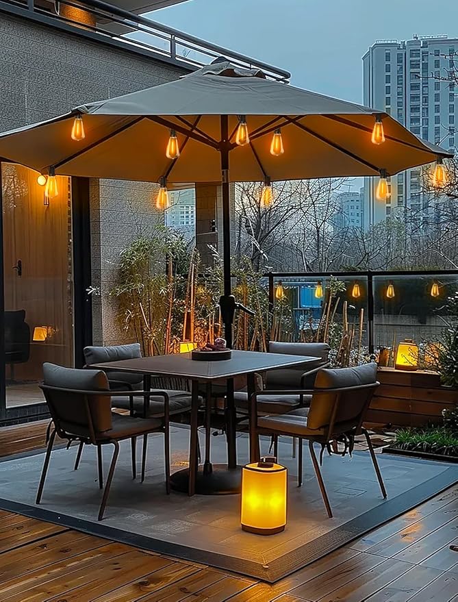 Outdoor Patio String Lights 150ft: ST38 LED Shatterproof Bulbs 3 Modes Button Control - Waterproof Connectable Lights - Wedding Bistro Party Gazebo Backyard Decorative