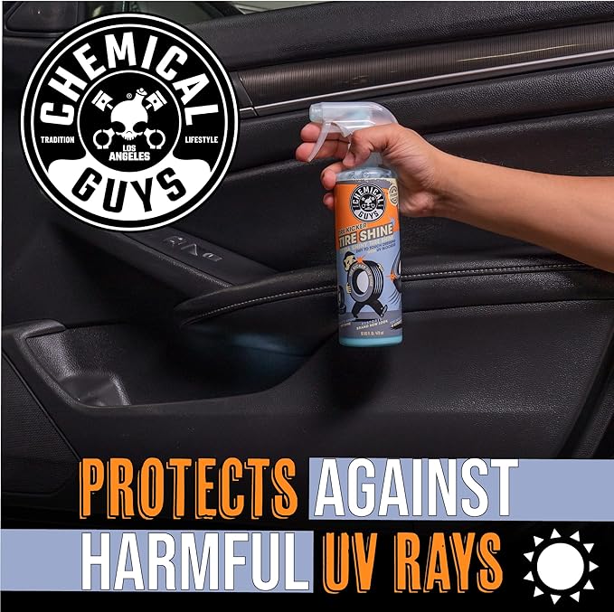Chemical Guys Tire Kicker Sprayable Extra Glossy Tire Shine (Works on Rubber, Vinyl & Plastic) Safe for Cars, Trucks, Motorcycles, RVs & More, 128 fl oz (1 Gallon)