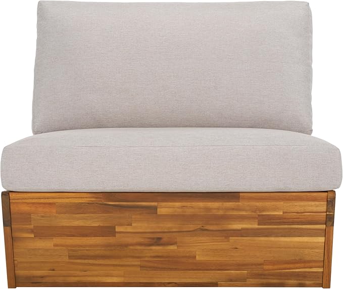 SAFAVIEH Outdoor Patio Furniture Collection – Dune Lounge Chair Set of 2, Solid Wood Outdoor Seating with Light Grey Cushions, Modern Relaxed Design (PAT7328B-SET2)