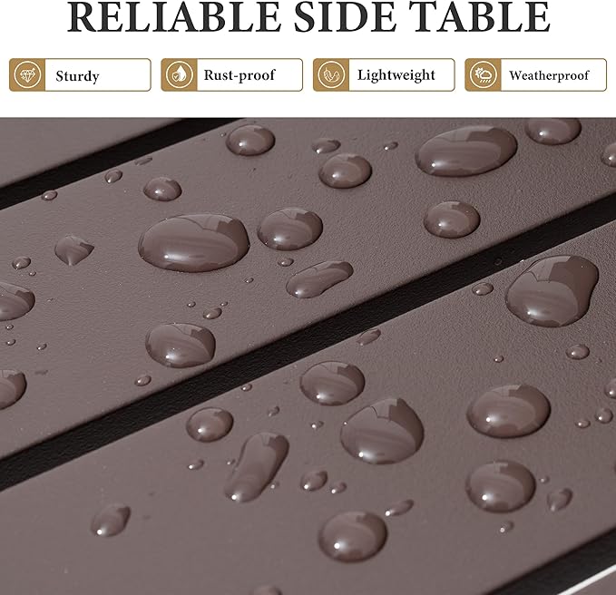 Crestlive Products Aluminum Outdoor Side Table, Pool Lounge Chair Side Table, Weather Resistant Small Square Coffee End Table for Patio, Yard, Garden, Porch, Deck, Indoor, Outdoor