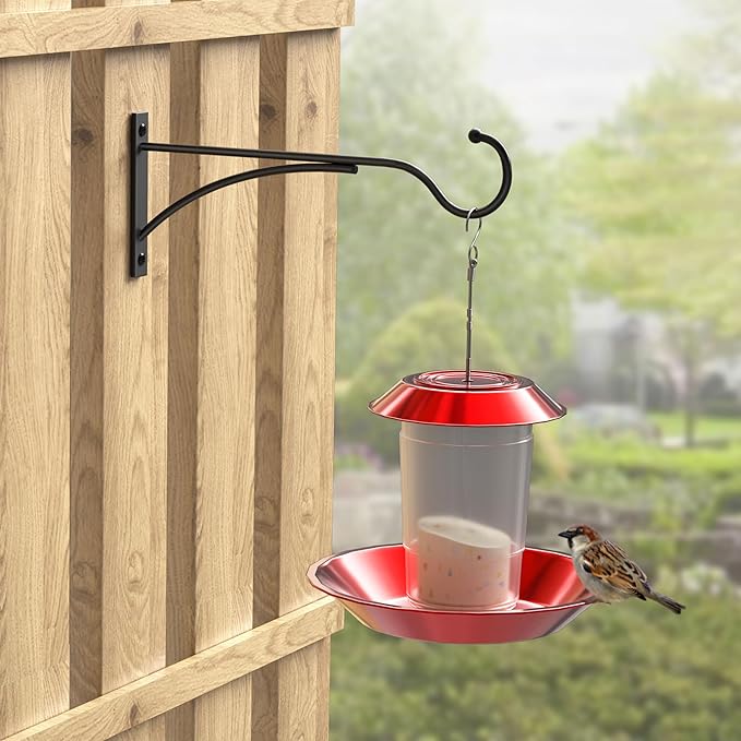 11 Inch Heavy Duty Plant Hangers Outdoor, Metal Plant Brackets for Hanging Baskets, Plant Wall Hooks for Bird Feeders, Wind Chimes & Lanterns, Premium Metal Hooks Matte Black, 30lbs Capacity