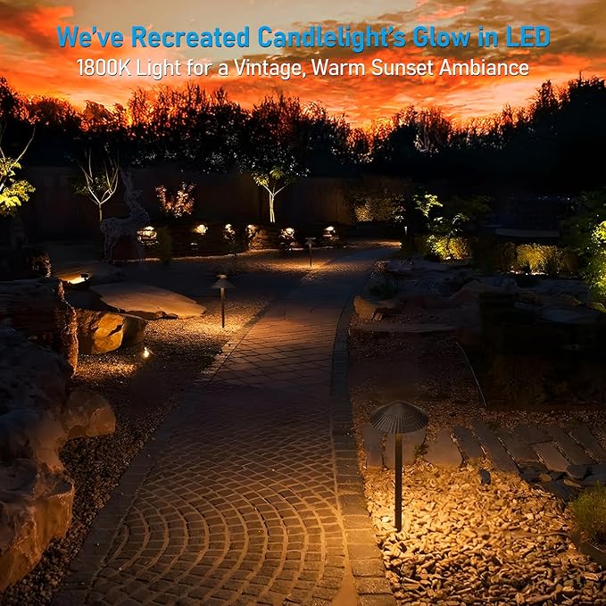 LEONLITE 5CCT Low Voltage Landscape Lights, 3W, 12-24V AC/DC, Pathway Lighting Wired, IP65 Waterproof Light for Yard Lawn, ETL Listed, Oil Rubbed Bronze Aluminum Housing, 1800K-5000K, Pack of 4