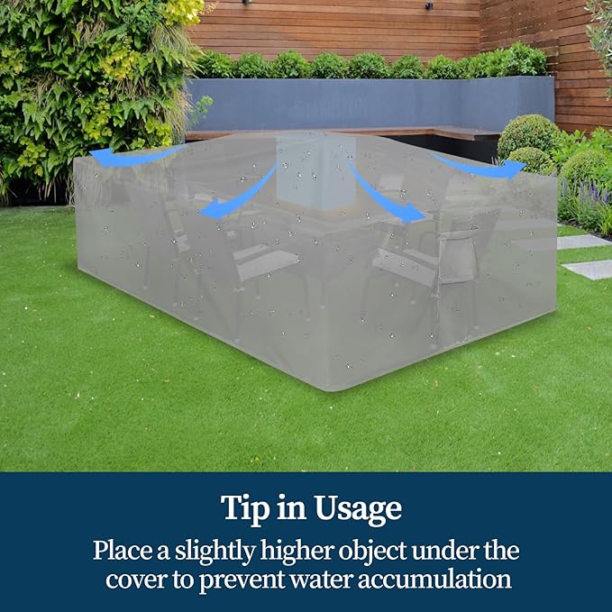 Easy-Going Rectangle Patio Furniture Cover Waterproof Outdoor Dining Table and Chair Cover Anti-UV Outside Sectional Sofa Set Covers (111"L x 74"W x 28"H, Grey)