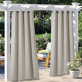 NICETOWN 2 Panels Patio Curtains for Outdoor Waterproof, Machine Washable Rustproof Grommet Thermal Insulated Room Darkening Outdoor Drapes Privacy for Balcony, W52 x L108, Natural