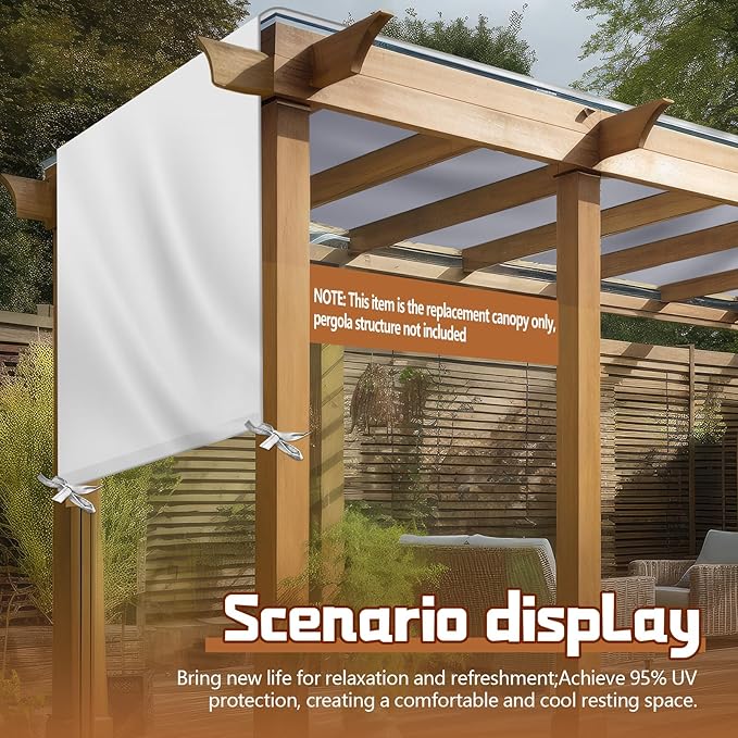 Universal Pergola Replacement Canopy Outdoor Canopy Shade Cover Waterproof Shade Top Cover for Outdoor Patio Porch Backyard(17 x 6.8 ft,Beige)