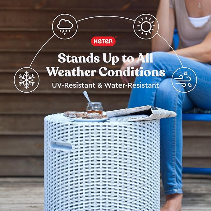 Keter Cool Side Table Cooler 3 in 1 Outdoor Patio Table and Ice Chest Storage, Ideal Hot Tub Table, Decor and Outdoor Patio Bar, Portable Bar, Grey